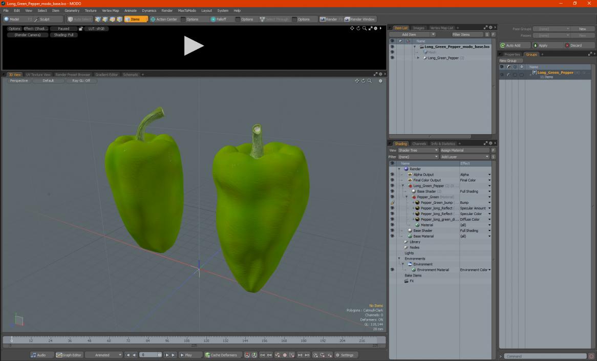 Long Green Pepper 3D