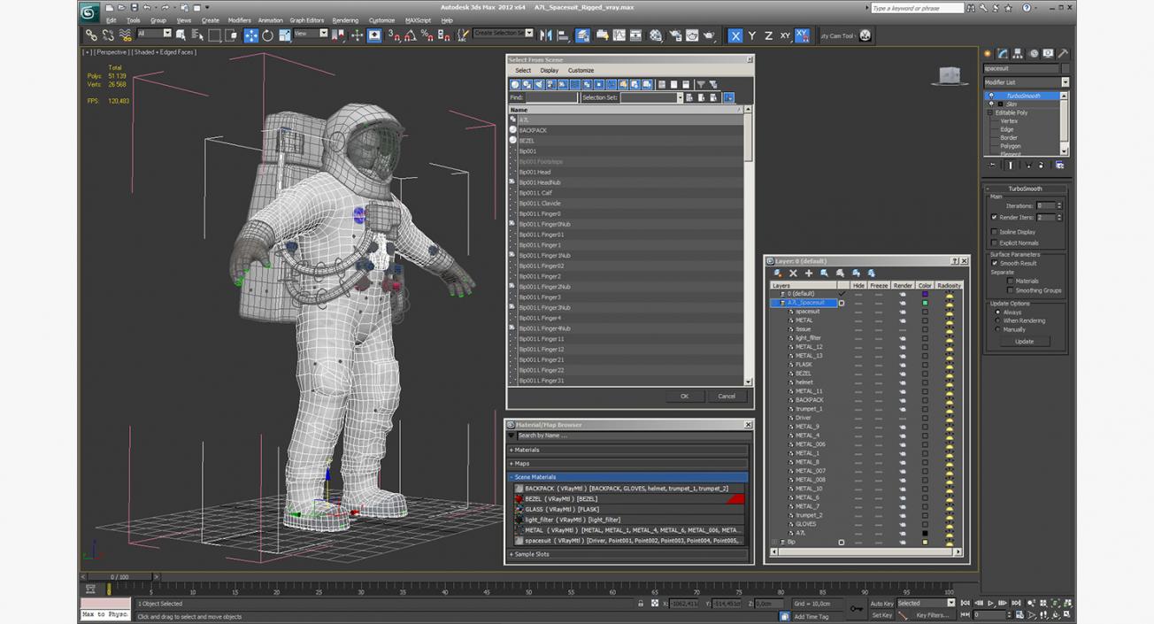 3D model A7L Spacesuit Rigged