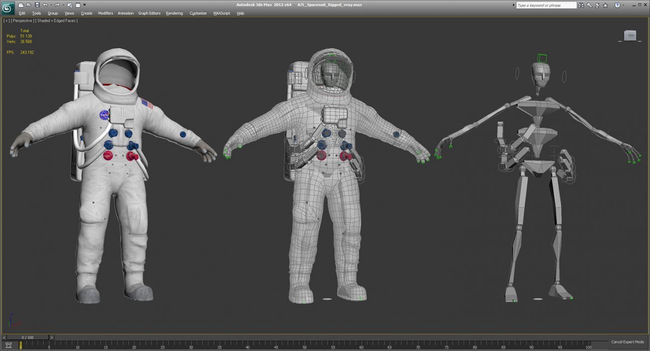 3D model A7L Spacesuit Rigged