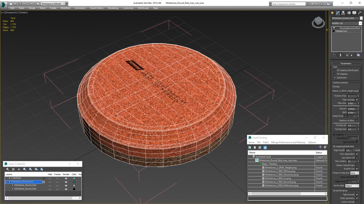 Whetstone Round Red 3D model