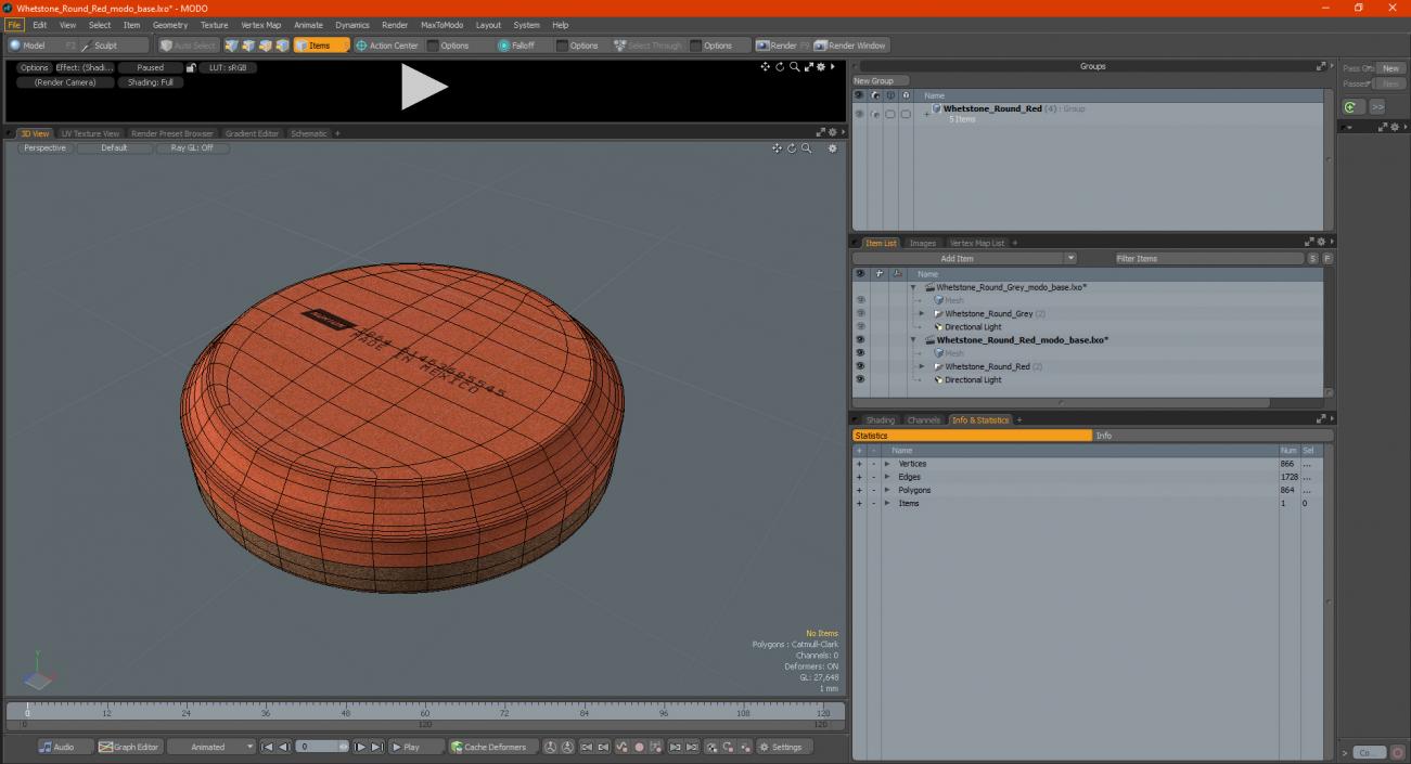 Whetstone Round Red 3D model