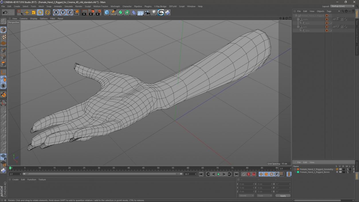 Female Hand 2 Rigged for Cinema 4D 3D model