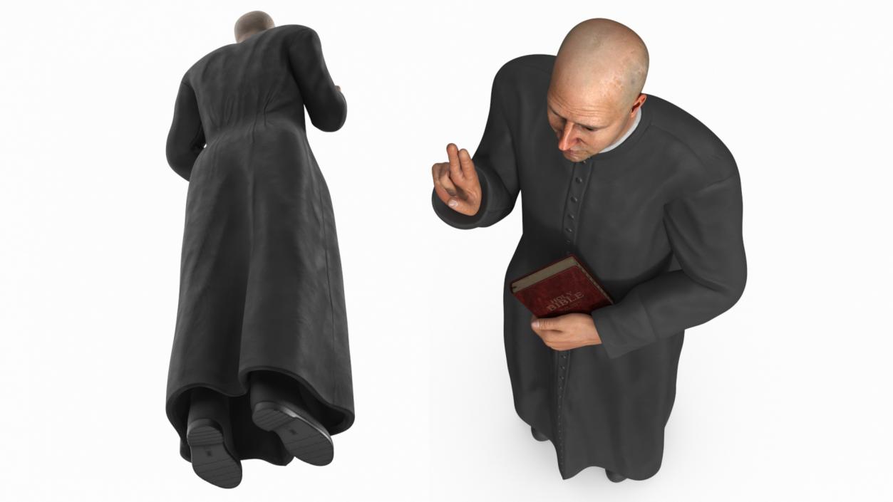 3D Catholic Priest with Holy Bible