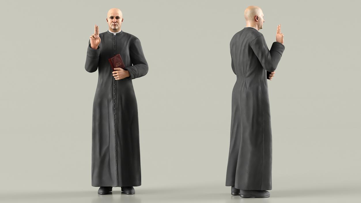 3D Catholic Priest with Holy Bible