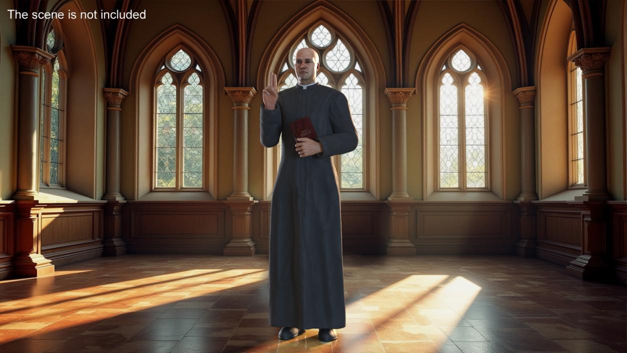 3D Catholic Priest with Holy Bible