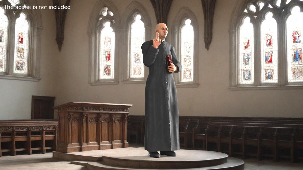 3D Catholic Priest with Holy Bible