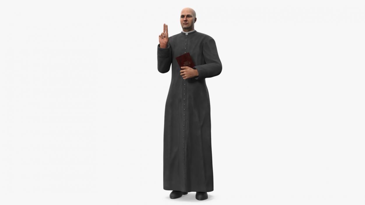 3D Catholic Priest with Holy Bible