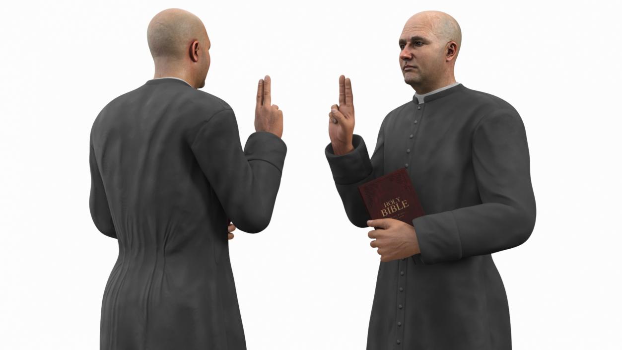 3D Catholic Priest with Holy Bible