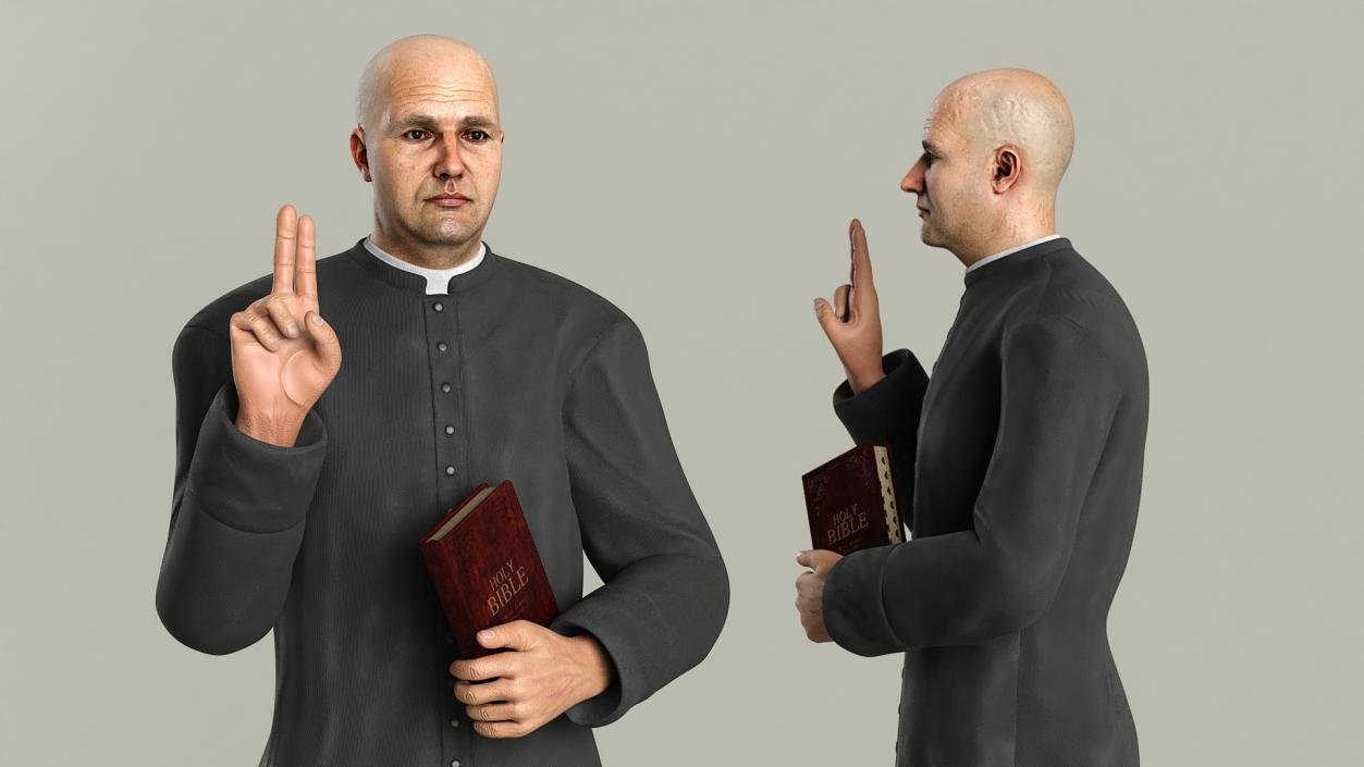 3D Catholic Priest with Holy Bible