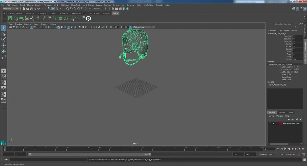 3D Astronaut Cap model