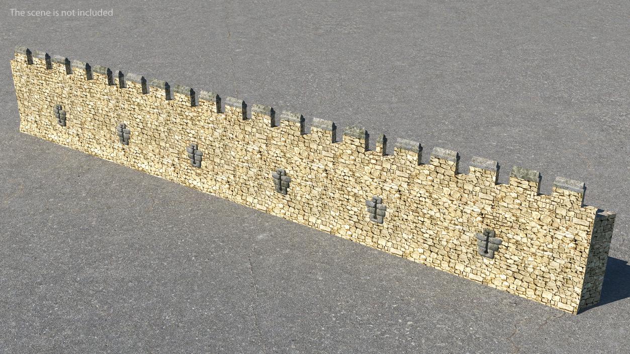 3D model Wide Stone Wall