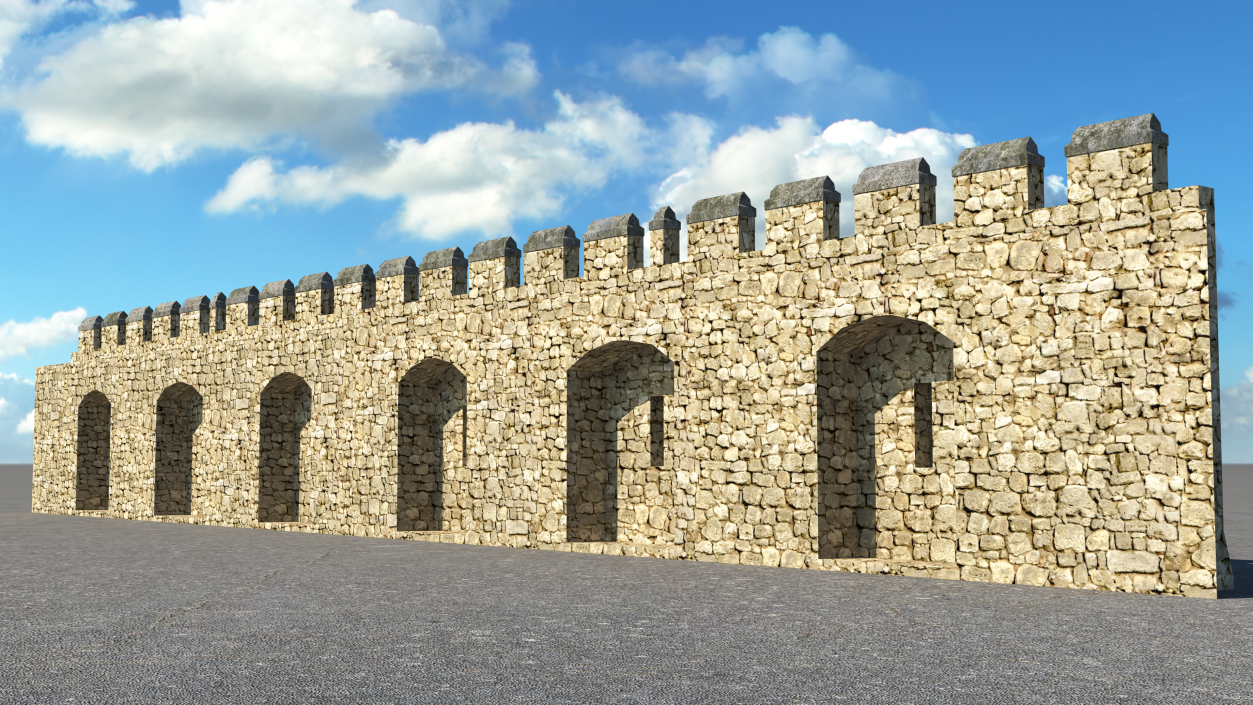 3D model Wide Stone Wall