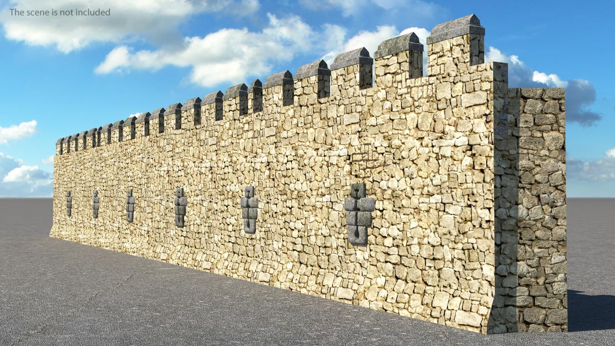 3D model Wide Stone Wall