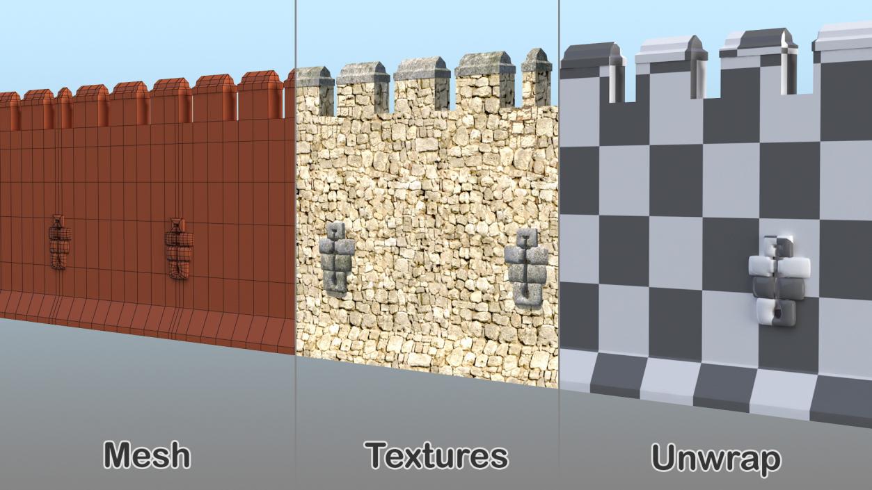 3D model Wide Stone Wall