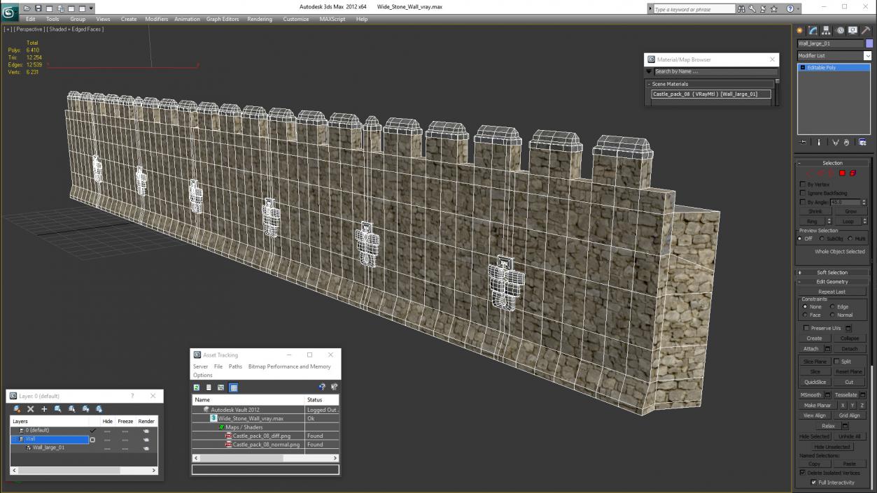 3D model Wide Stone Wall