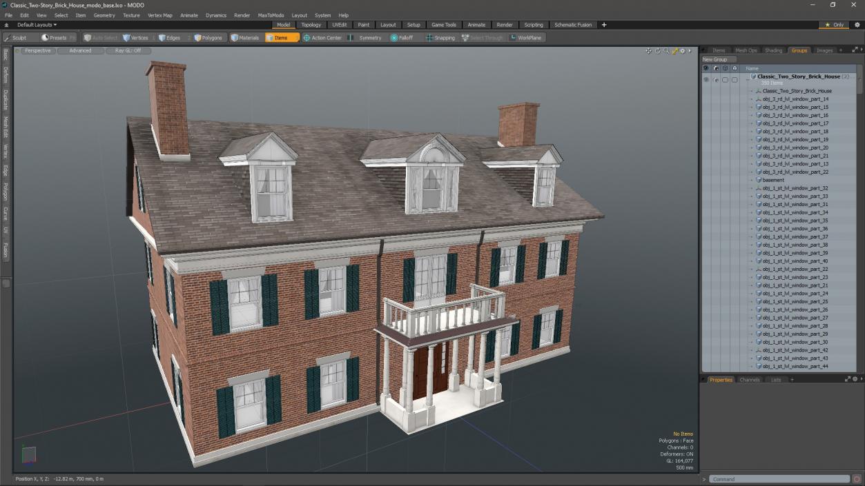 Classic Two-Story Brick House 3D model