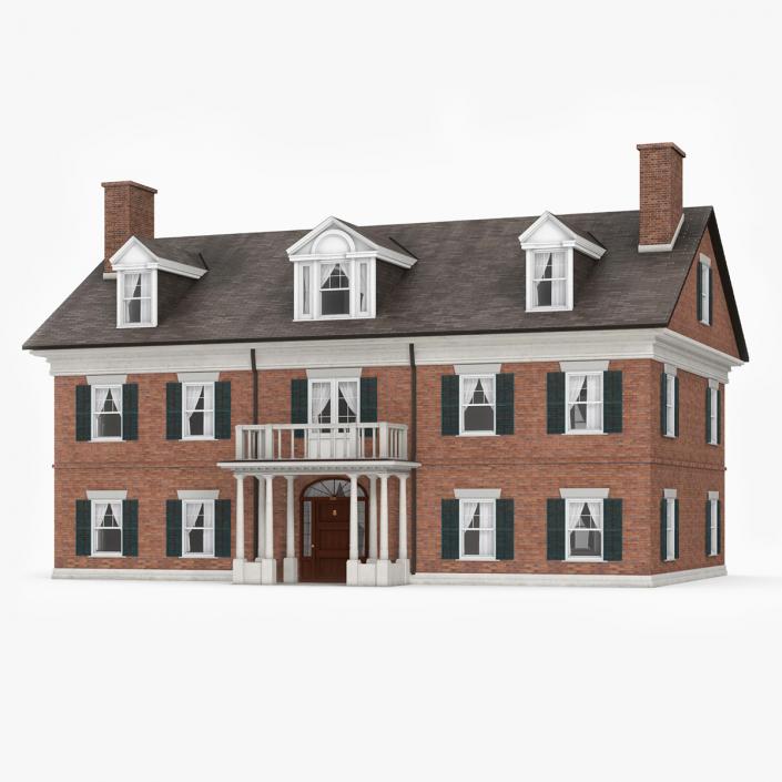 Classic Two-Story Brick House 3D model