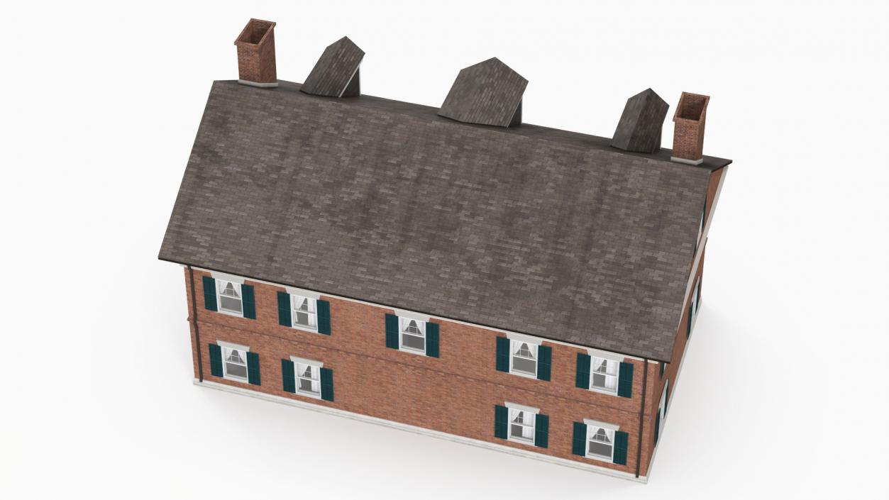 Classic Two-Story Brick House 3D model