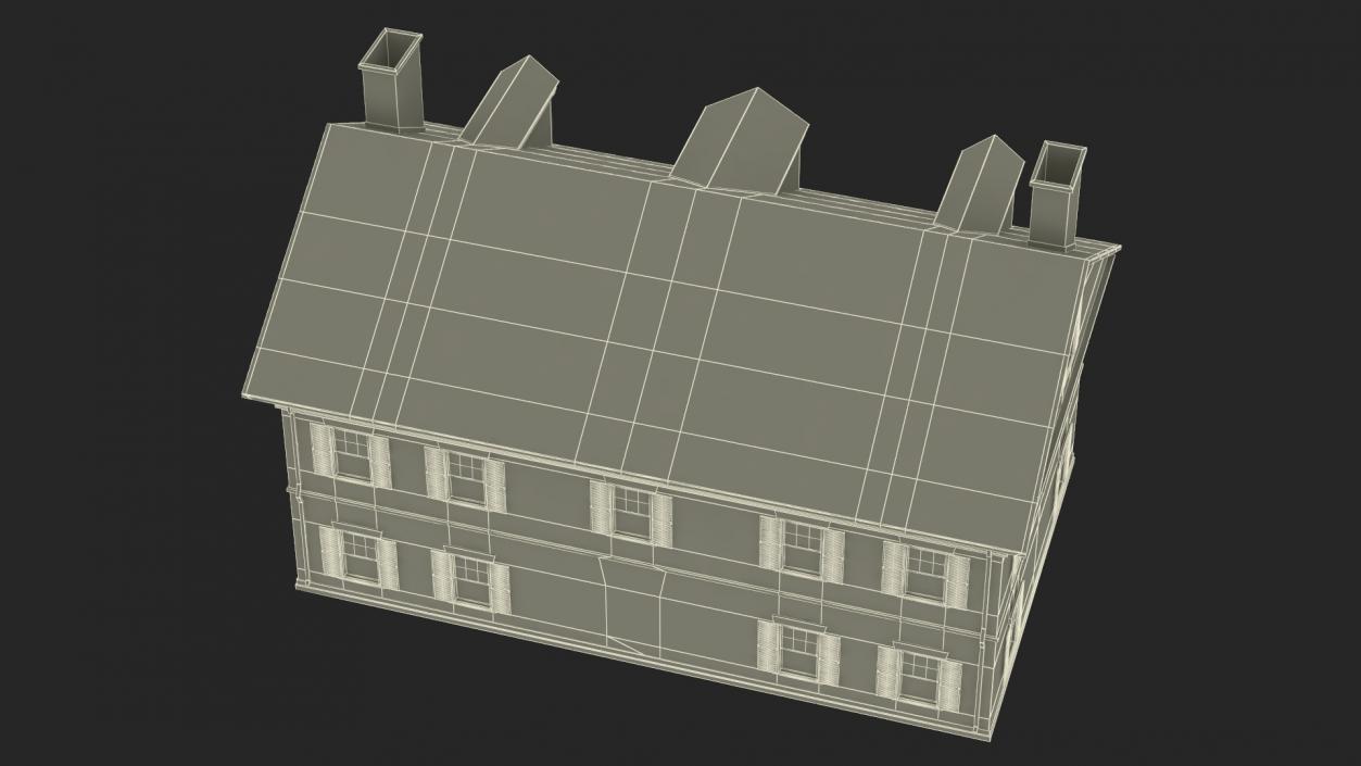 Classic Two-Story Brick House 3D model