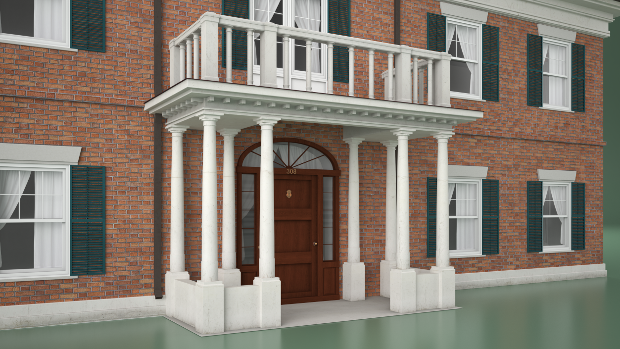 Classic Two-Story Brick House 3D model