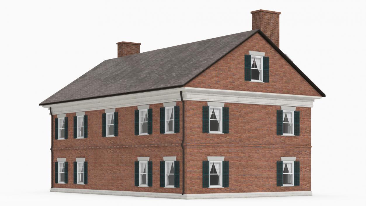 Classic Two-Story Brick House 3D model