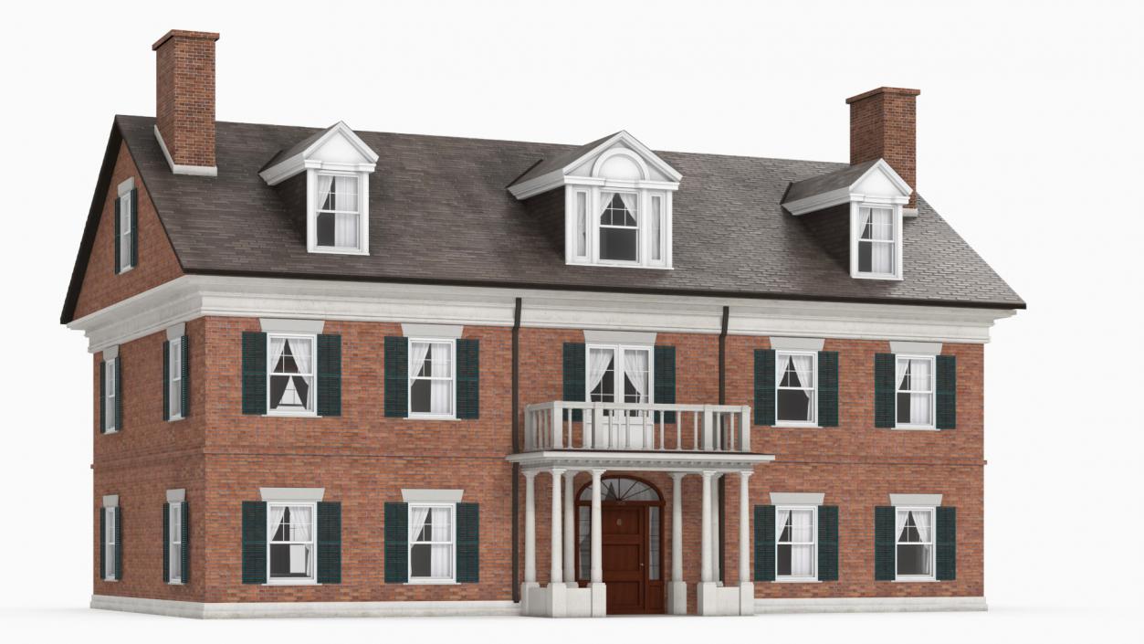 Classic Two-Story Brick House 3D model