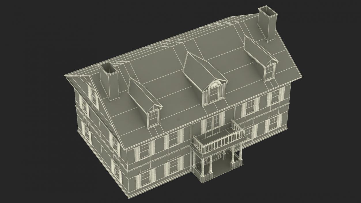 Classic Two-Story Brick House 3D model