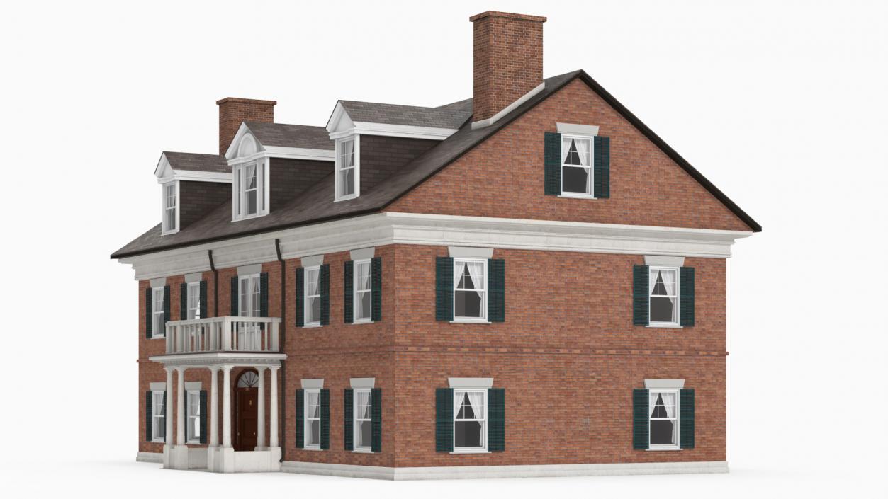 Classic Two-Story Brick House 3D model