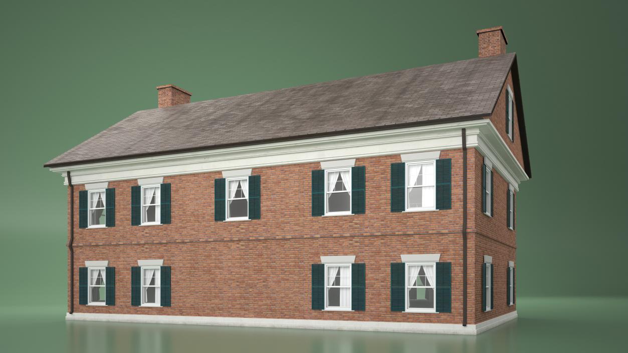 Classic Two-Story Brick House 3D model