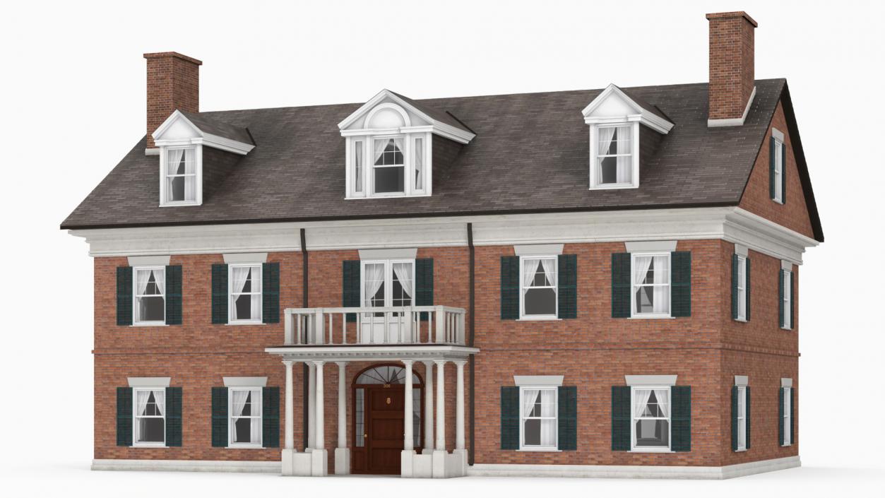 Classic Two-Story Brick House 3D model