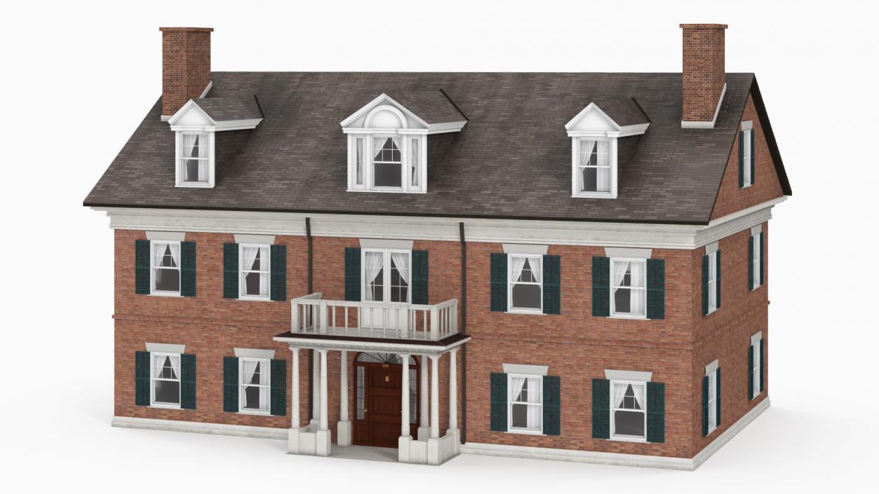 Classic Two-Story Brick House 3D model