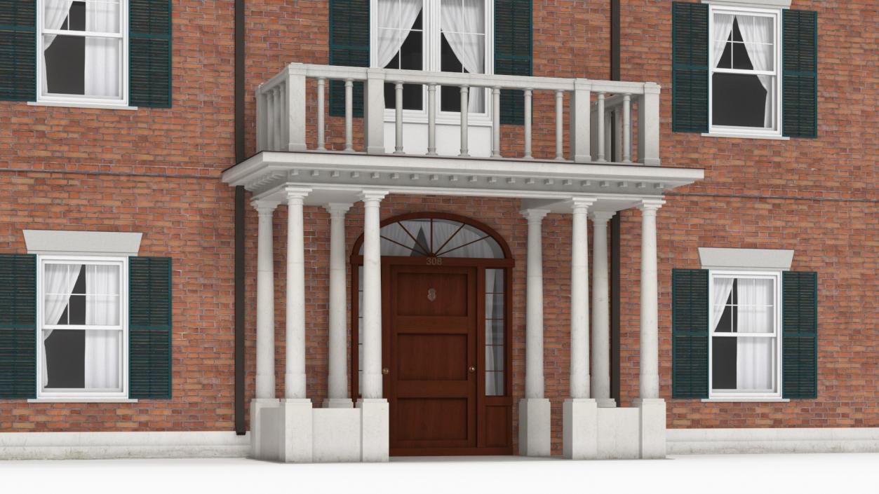 Classic Two-Story Brick House 3D model