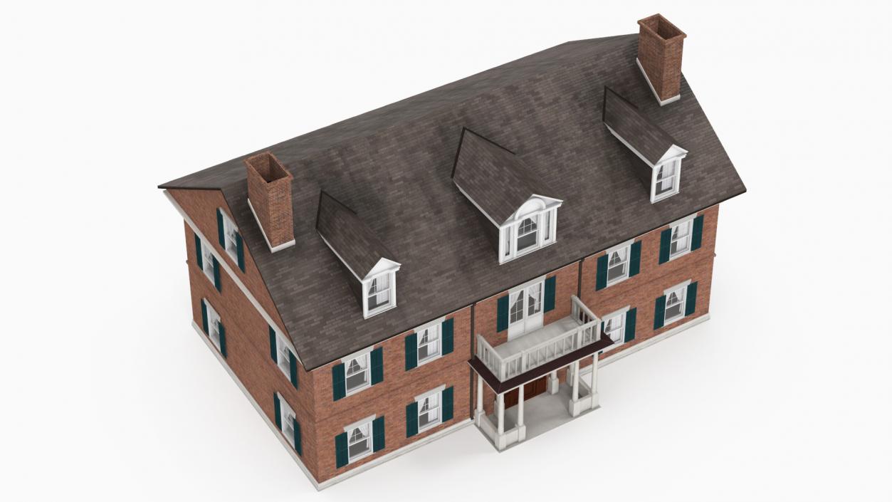 Classic Two-Story Brick House 3D model