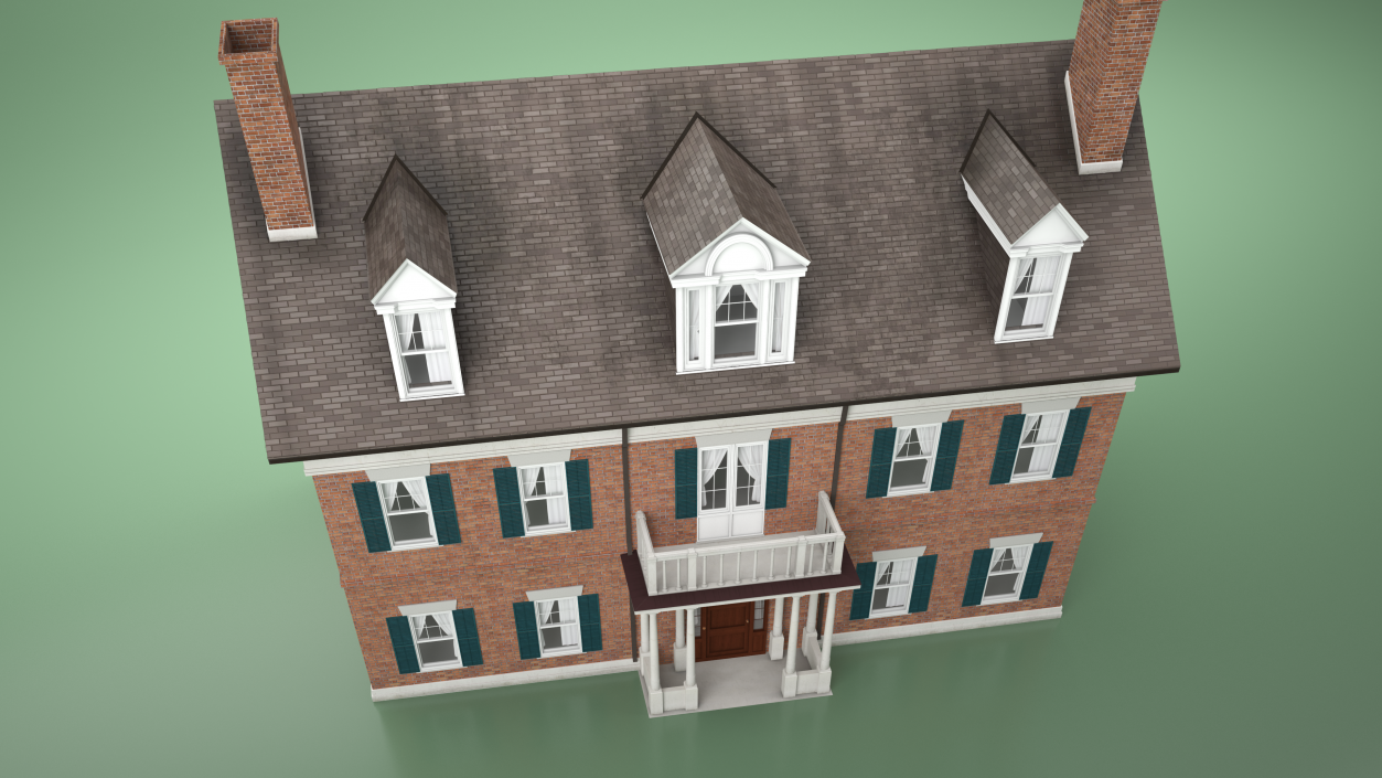 Classic Two-Story Brick House 3D model