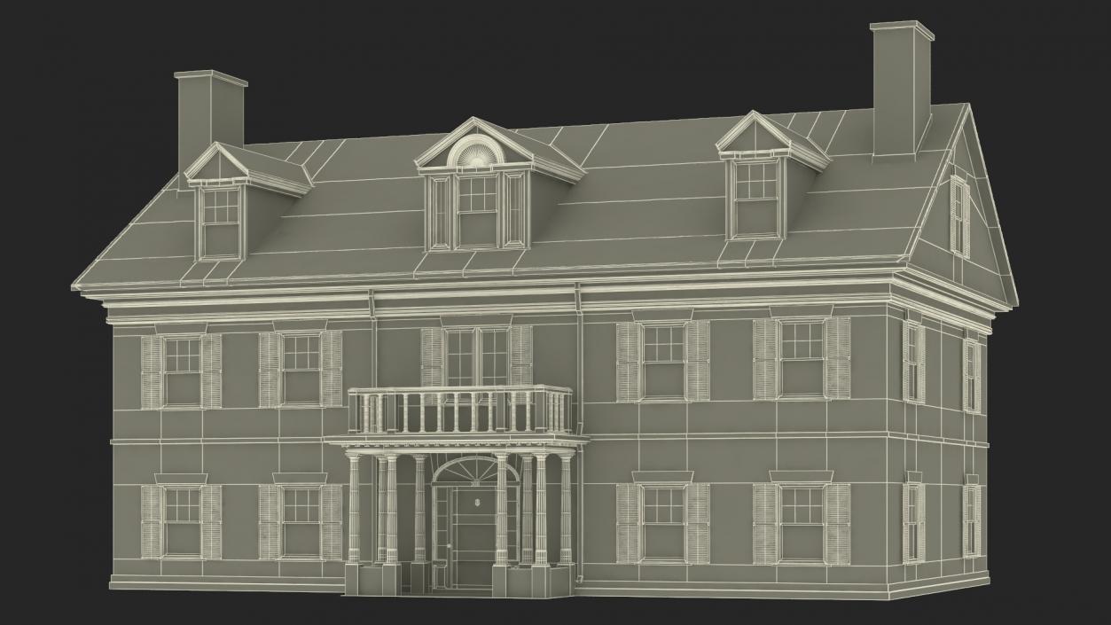 Classic Two-Story Brick House 3D model