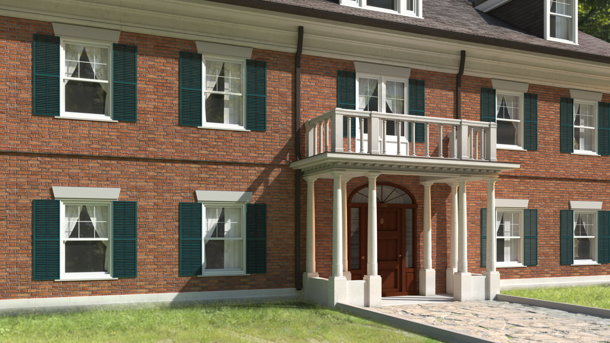 Classic Two-Story Brick House 3D model