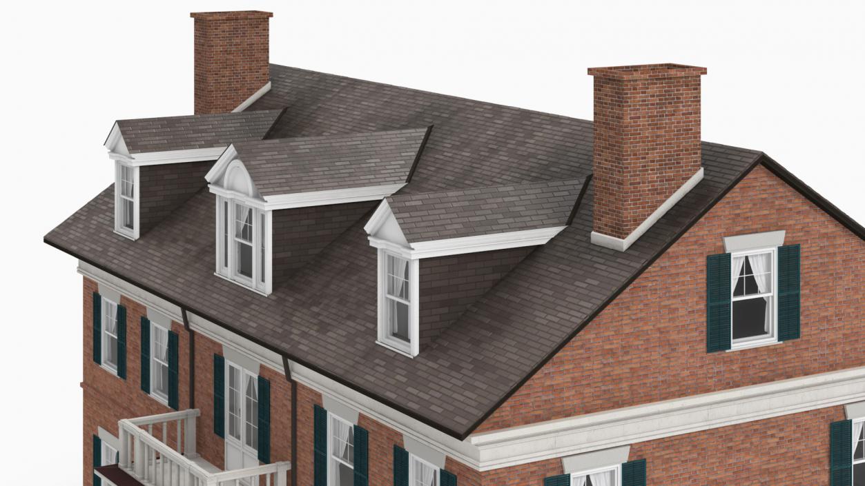 Classic Two-Story Brick House 3D model