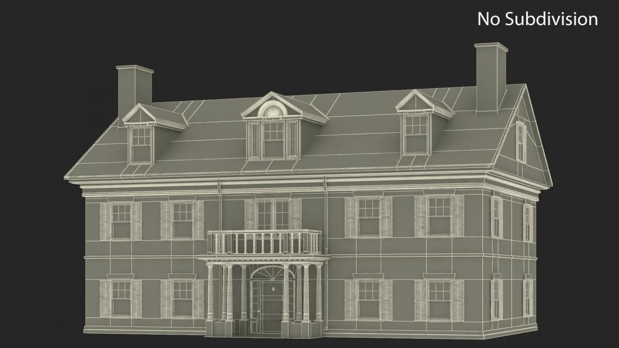 Classic Two-Story Brick House 3D model