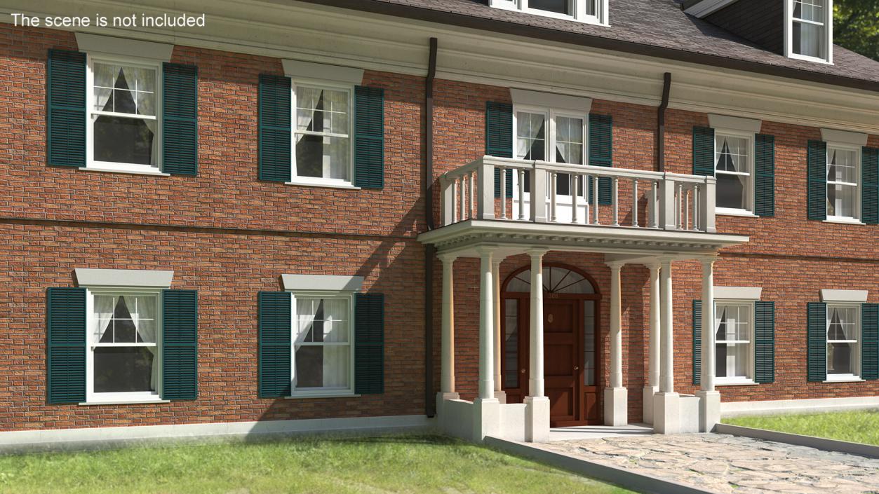 Classic Two-Story Brick House 3D model