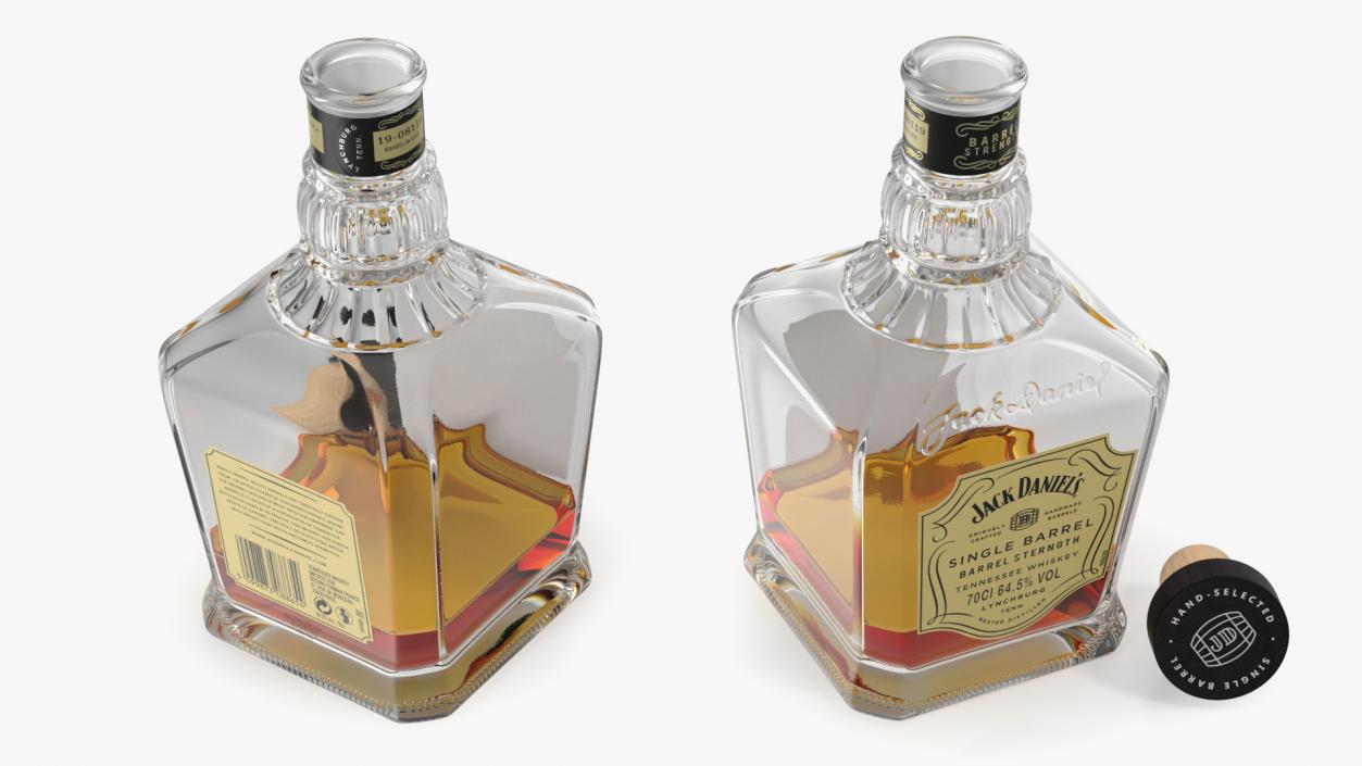 Open Bottle of Whiskey Jack Daniels Single Barrel 3D model