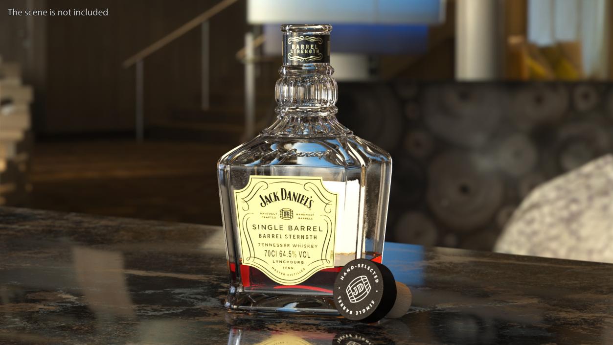 Open Bottle of Whiskey Jack Daniels Single Barrel 3D model