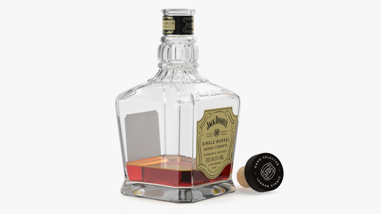 Open Bottle of Whiskey Jack Daniels Single Barrel 3D model