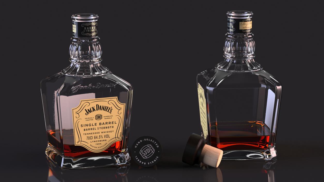 Open Bottle of Whiskey Jack Daniels Single Barrel 3D model