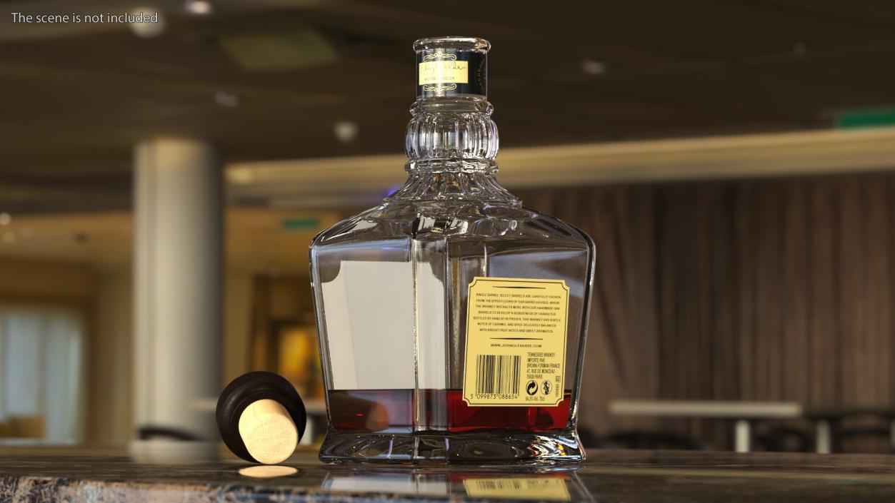 Open Bottle of Whiskey Jack Daniels Single Barrel 3D model