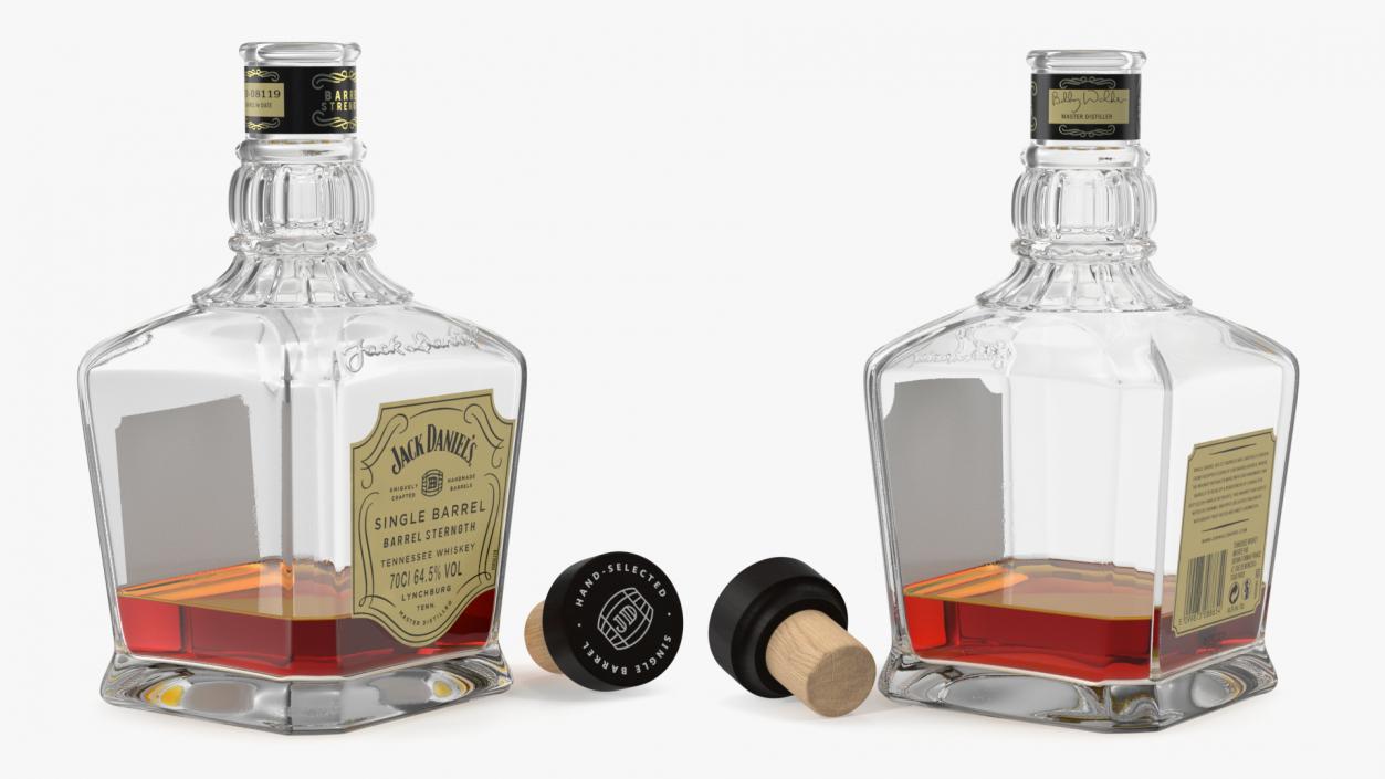 Open Bottle of Whiskey Jack Daniels Single Barrel 3D model