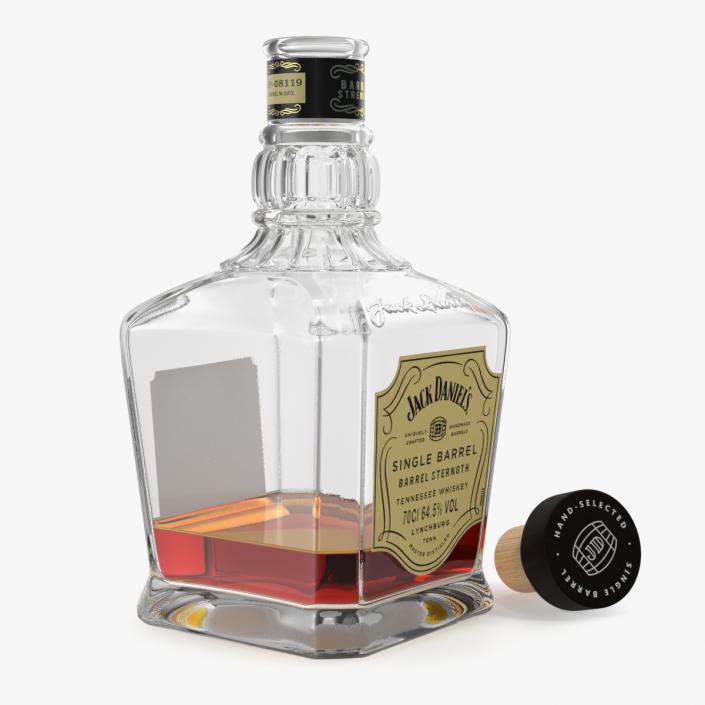 Open Bottle of Whiskey Jack Daniels Single Barrel 3D model