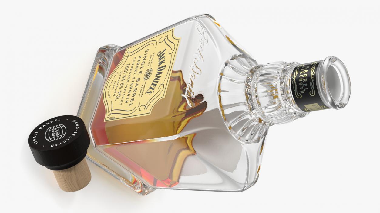 Open Bottle of Whiskey Jack Daniels Single Barrel 3D model