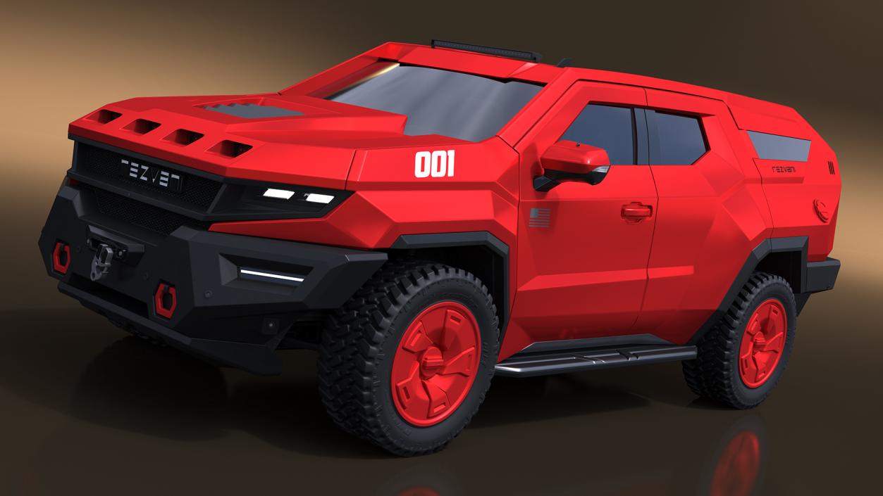 3D Armored SUV 2024 Rezvani Vengeance Red model