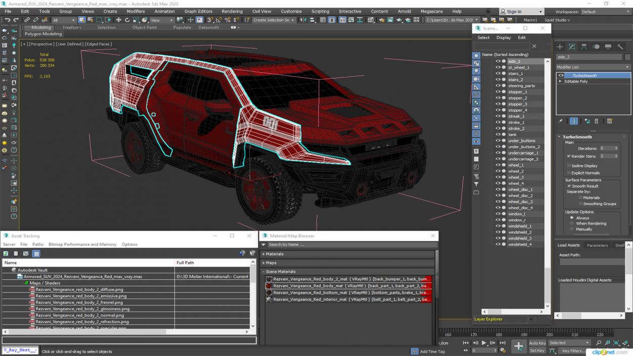 3D Armored SUV 2024 Rezvani Vengeance Red model