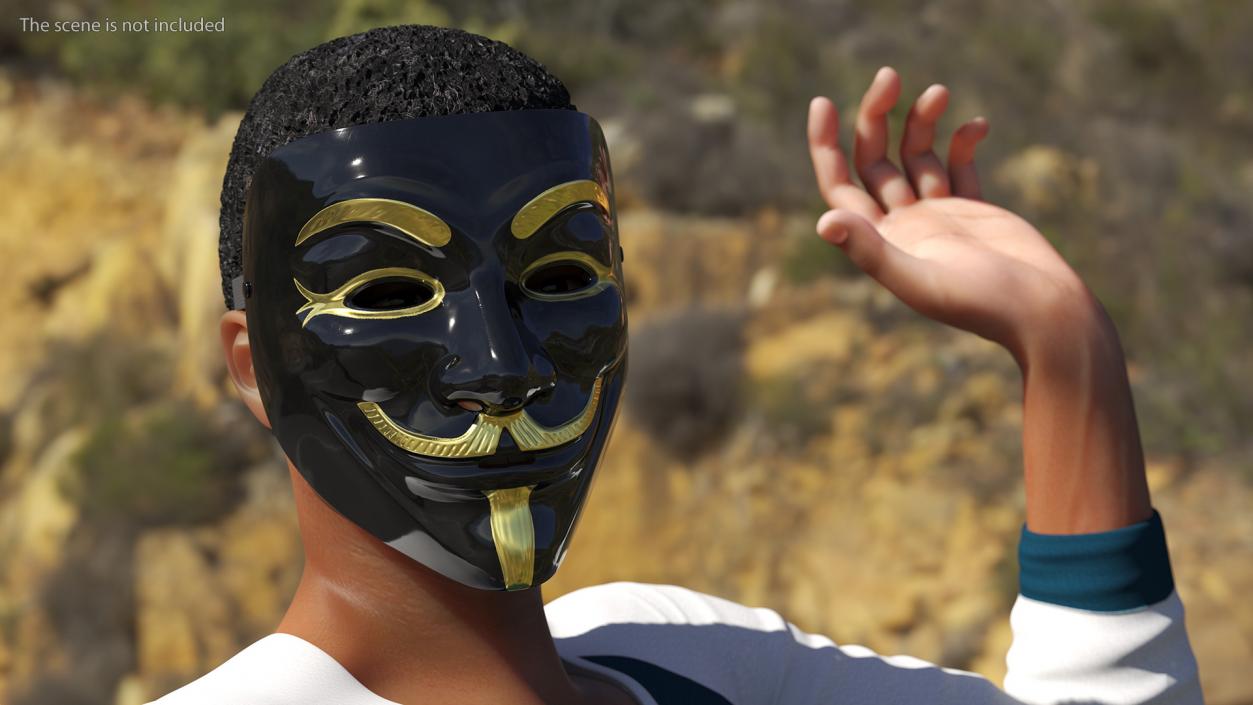 Anonymous Mask Black and Gold 3D model